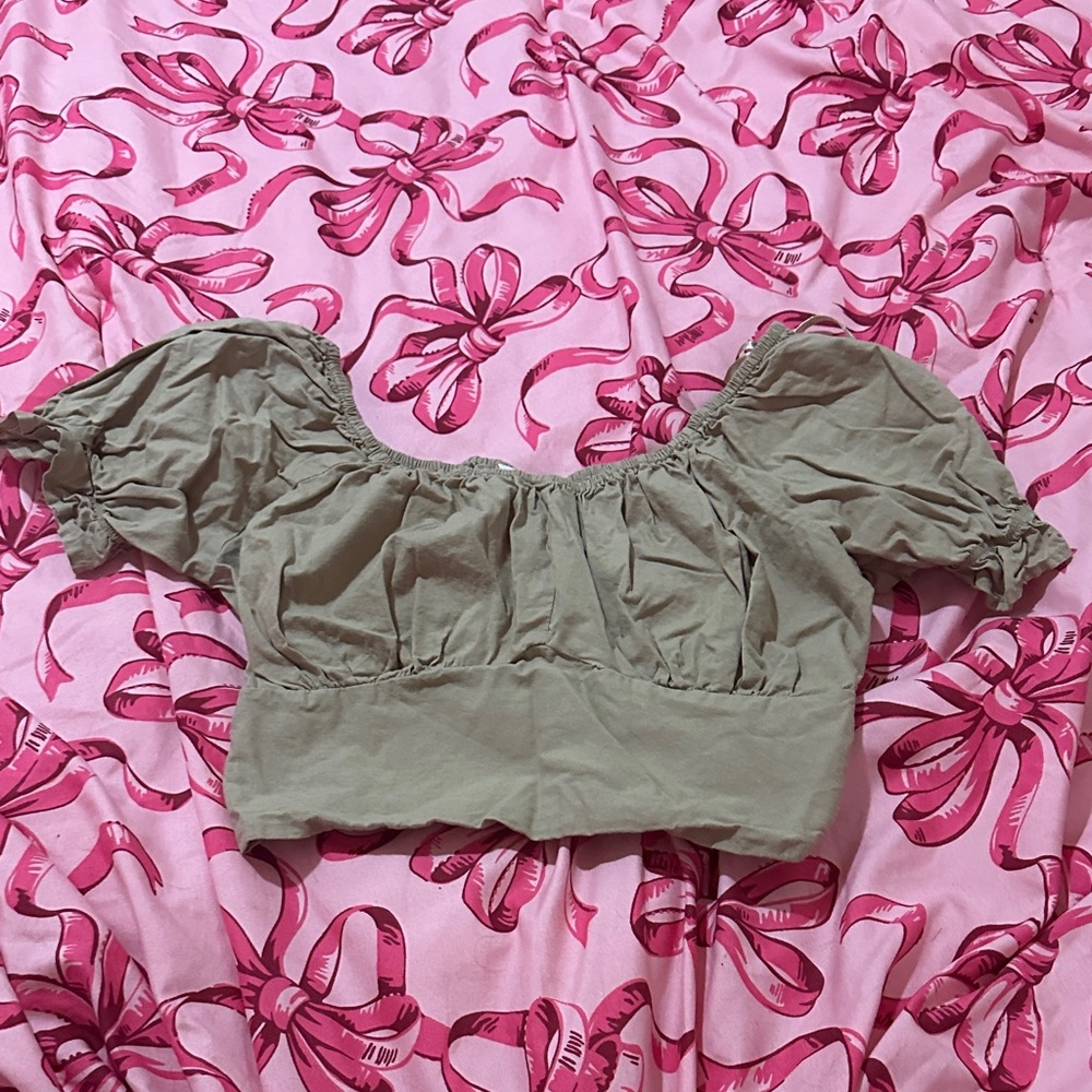 Khaki Off-Shoulder Blouse